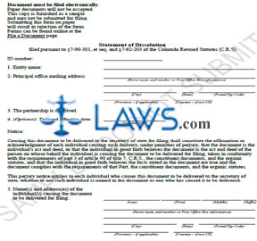 Form Statement of Dissolution (Limited Partnership) (Sample) 