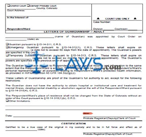 Letters of Guardianship - Adult