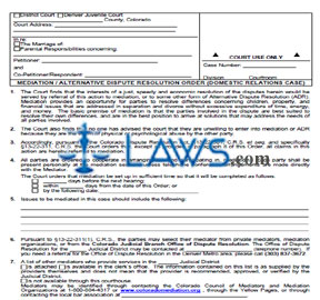 Mediation/Alternate Dispute Resolution Order (DR case)