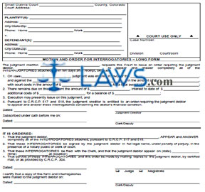 Motion & Order for Interrogatories (Long Form)