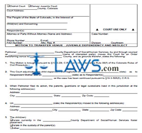 Motion to Transfer Venue - Juvenile Dependency and Neglect