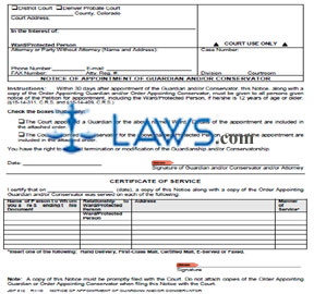 Notice of Appointment of Guardian and/or Conservator