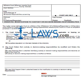 Order Re: Modification to Custody or Decision-Making Responsibilties