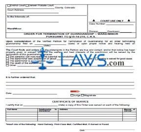 Order for Termination of Guardianship - Minor