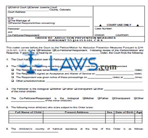 Order re: Abduction Prevention Measures