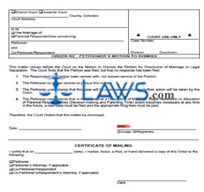 Order re: Petitioner's Motion To Dismiss