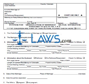 Petition for Dissolution of Marriage or Legal Separation (Please file with JDF 1000)
