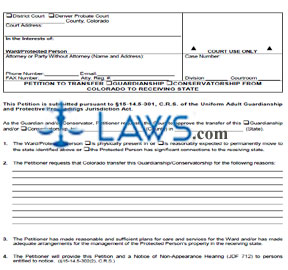 Petition to Transfer Guardianship and/or Conservatorship from Colorado to Receiving State
