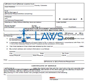 Request for Attorney Withdrawal - Post Decree Matters Only