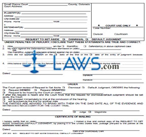 Request to Set Aside Dismissal/Default Judgment
