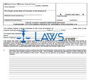 Valid Court Order Written Report Pursuant to CRJP 3.8