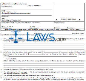 Verified Motion & Affidavit for Citation for Contempt of Court