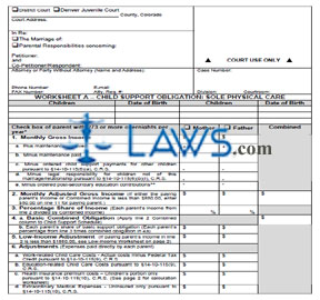 Worksheet A - Sole Physical Care